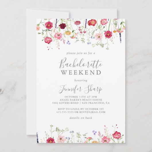 Eenvoudig Multicolor Wildflower vrijgezellenweeken Kaart (Voorkant)