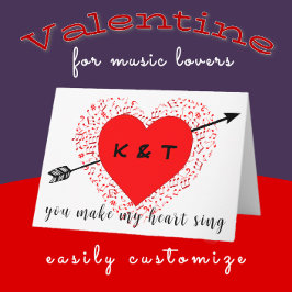 Eenvoudig muziekthema Black en Red Valentijnsdag Kaart