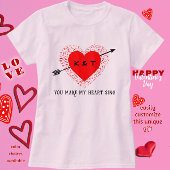 Eenvoudig muziekthema Black en Red Valentijnsdag T-shirt