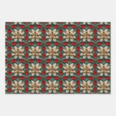 Eenvoudig naadloos kerstrood en groen Ornament Inpakpapier Vel (Voorkant)