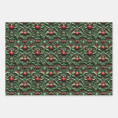 Eenvoudig naadloos kerstrood en groen Ornament Inpakpapier Vel (Voorkant 2)