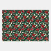 Eenvoudig naadloos kerstrood en groen Ornament Inpakpapier Vel (Voorkant)