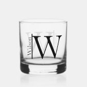 Eenvoudig naam met monogram, gepersonaliseerd whisky glas (Voorkant)