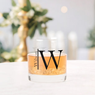 Eenvoudig naam met monogram, gepersonaliseerd whisky glas