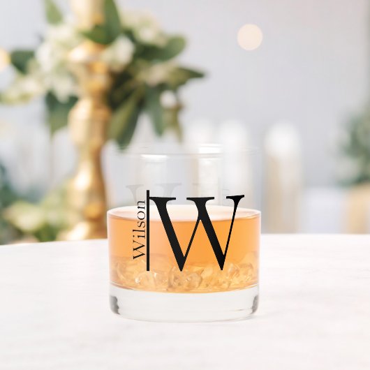 Eenvoudig naam met monogram, gepersonaliseerd whisky glas (Insitu (Huwelijk))