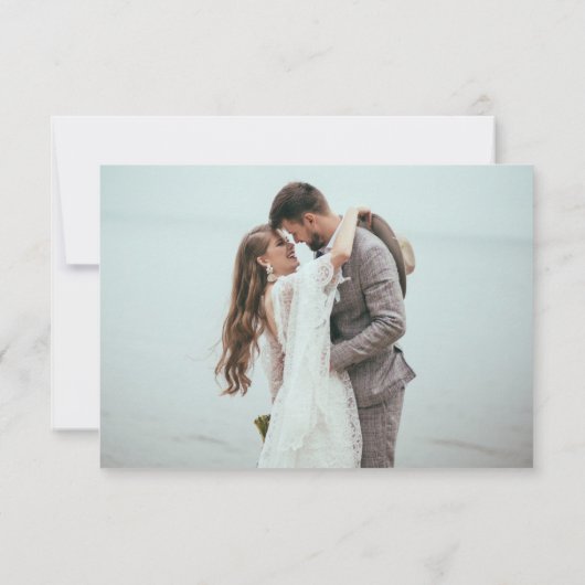 Eenvoudig naamscript Foto Weddenschap Bedankt Notitiekaartje (Achterkant)