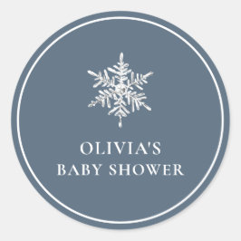 Eenvoudig Nany Blue Modern Snowflake Baby shower Ronde Sticker