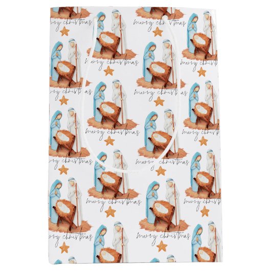 Eenvoudig Natinviteitspatroon, prettig kerstfeest Medium Cadeauzakje (Voorkant)