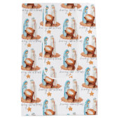 Eenvoudig Natinviteitspatroon, prettig kerstfeest Medium Cadeauzakje (Achterkant)