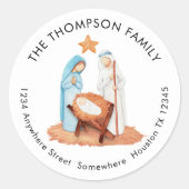 Eenvoudig Nativiteitsscherm Terugkeeradres Ronde Sticker (Voorkant)