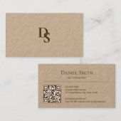 Eenvoudig Natuurlijk Kraftpapier-Document met Init Visitekaartje (Voorkant / Achterkant)