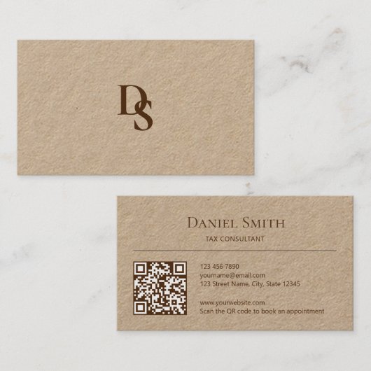 Eenvoudig Natuurlijk Kraftpapier-Document met Init Visitekaartje (Voorkant / Achterkant)