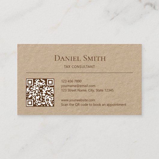 Eenvoudig Natuurlijk Kraftpapier-Document met Init Visitekaartje (Achterkant)