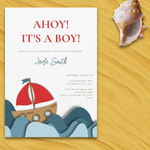 Eenvoudig Nautical Boat Boy Baby shower Kaart