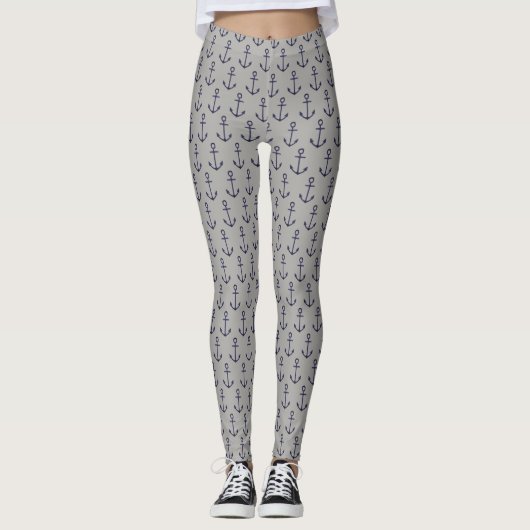 eenvoudig nautisch ANCHOR-patroon | Leggings (Voorkant)