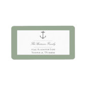 Eenvoudig nautisch anker bruiloft salie groen adre etiket (Voorkant)