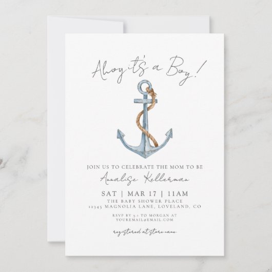 Eenvoudig nautisch Baby shower Kaart (Voorkant)