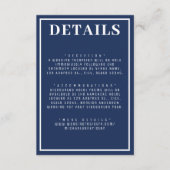 Eenvoudig nautisch blauw wit grens bruiloft informatiekaartje (Voorkant)