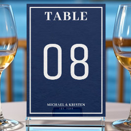 Eenvoudig nautisch blauw wit grens bruiloft kaart