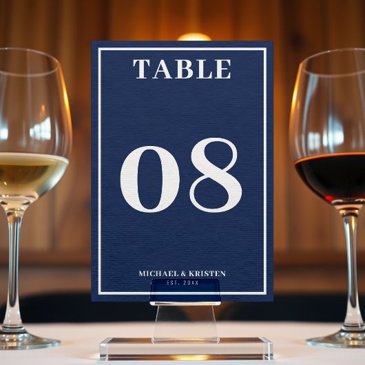 Eenvoudig nautisch blauw wit grens bruiloft kaart