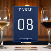 Eenvoudig nautisch blauw wit grens bruiloft kaart