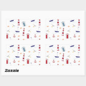 Eenvoudig nautisch patroon rechthoekige sticker (Vel)