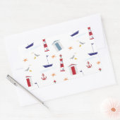Eenvoudig nautisch patroon rechthoekige sticker (Envelop)