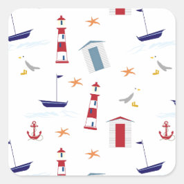 Eenvoudig nautisch patroon vierkante sticker