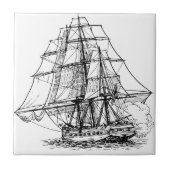 Eenvoudig nautische boot piraat schip tegeltje (Voorkant)