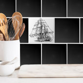 Eenvoudig nautische boot piraat schip tegeltje