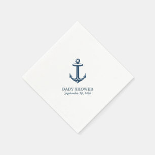 Eenvoudig Navy Blue Anchor Nautisch Baby shower Servetten