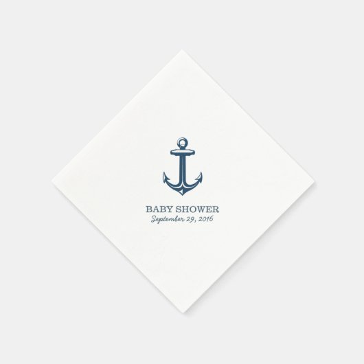 Eenvoudig Navy Blue Anchor Nautisch Baby shower Servetten (Hoek)