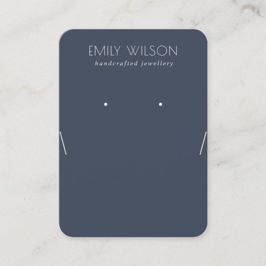 Eenvoudig Navy Blue Dark Earring Ketting-beeldsche Visitekaartje (Voorkant)
