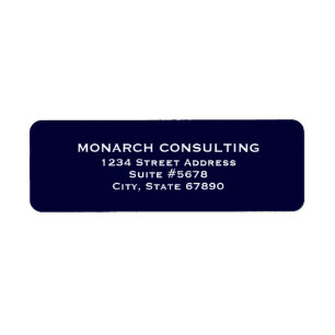 Eenvoudig Navy Blue en White Business Return-adres Etiket