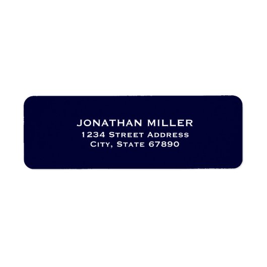 Eenvoudig Navy Blue- en White Return-adres Etiket (Voorkant)
