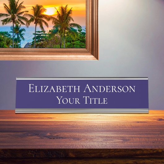 Eenvoudig Navy Blue Name Bord Bureau Naambordje