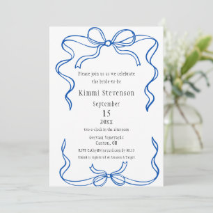 Eenvoudig Navy Blue Ribbon Lijst Vrijgezellenfeest Kaart
