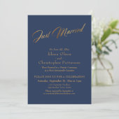 Eenvoudig Navy & Goud Net Getrouwd Script Confetti Kaart (Staand voorkant)
