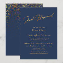 Eenvoudig Navy & Goud Net Getrouwd Script Confetti