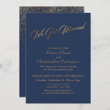 Eenvoudig Navy & Goud We Zijn Getrouwd Script Conf