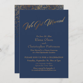 Eenvoudig Navy & Goud We Zijn Getrouwd Script Conf Kaart