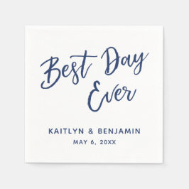 Eenvoudig 'Navy Handwriting Best Day Ever' op Whit Servet