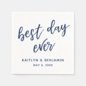 Eenvoudig 'Navy Handwriting Best Day Ever' op Whit Servet (Voorkant)