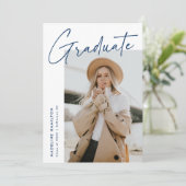 Eenvoudig Navy Script 5 Photo Collage Afstuderen Aankondiging (Staand voorkant)