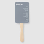 Eenvoudig Navy Stof Blauw Typografie Trouwprogramm Handwaaier (Achterkant)