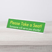 Eenvoudig "Neem alsjeblieft een stoel!" Bureau Naambordje (Voorkant)