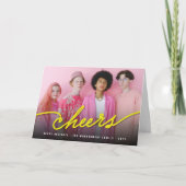 Eenvoudig Neon Yellow Cheers Calligrafie-script Fo Feestdagen Kaart (Voorkant)
