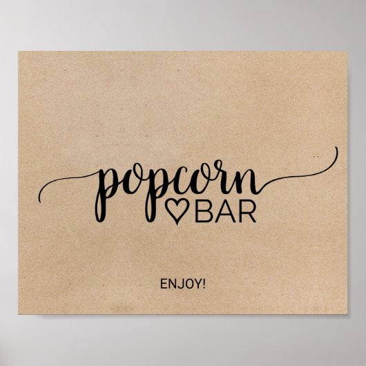 Eenvoudig nep-kraft-kalligrafie Popcorn Bar-bord Poster (Voorkant)
