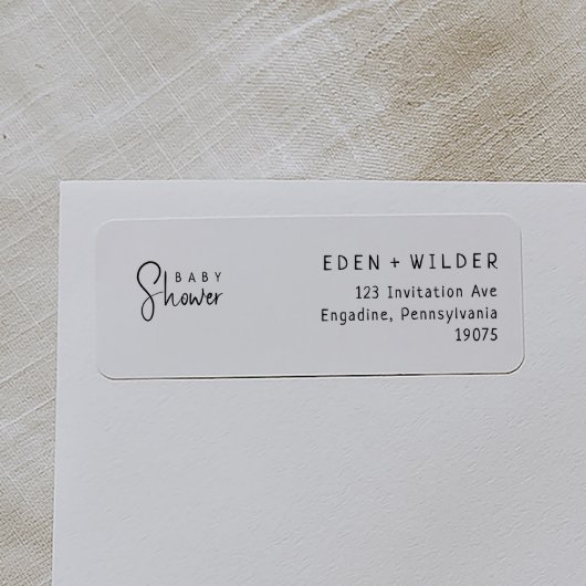 Eenvoudig neutraal Baby shower retouradres Etiket