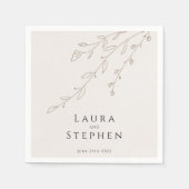 Eenvoudig neutraal beige botanische bruiloft Napki Servet (Voorkant)